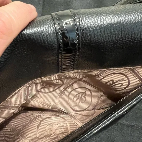 ⭐️SOLD⭐️ Black 🖤 Brighton Leather & Croc 🐊 print shoulder bag 💖 - Picture 9 of 14